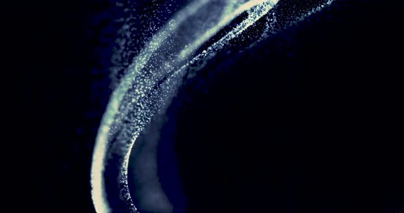 Abstract blue wave particle over dark background, digital technology and innovation concept, 4k clip