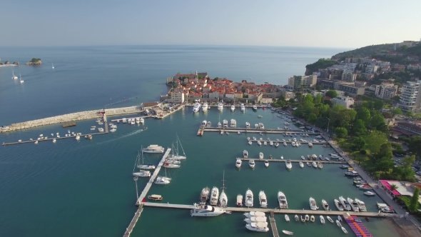 Aerial View Of Old Budva In Montenegro.