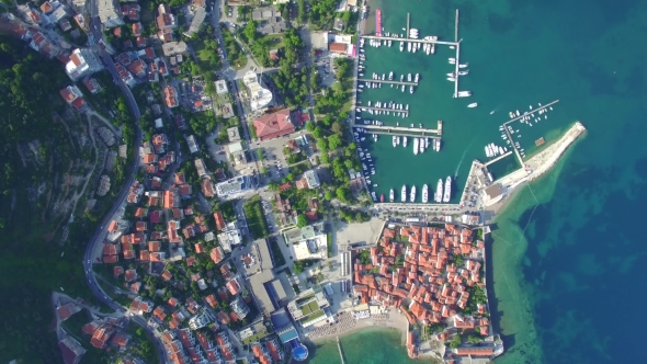 Aerial View Of Old Budva In Montenegro.