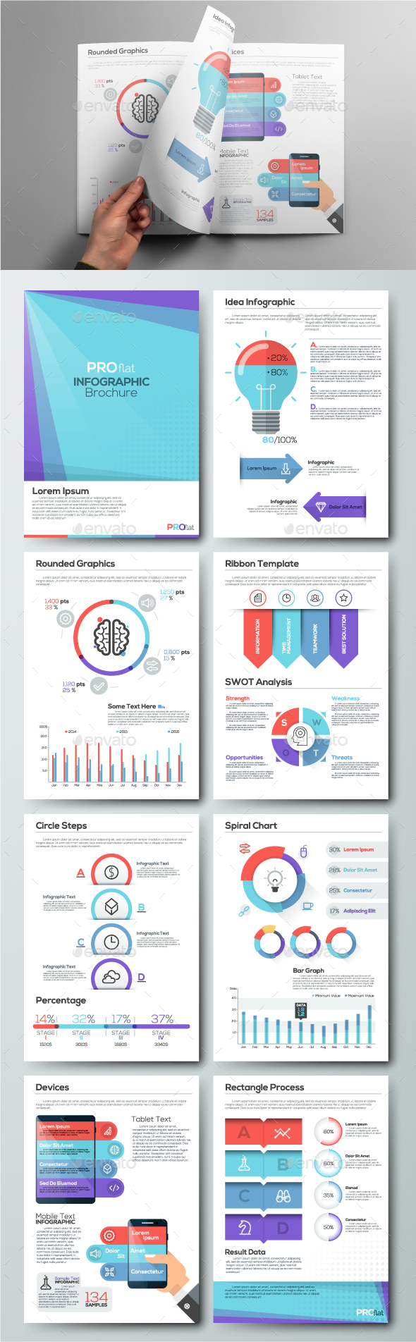 Pro Flat Infographic Brochure. Set 4 - Infographics