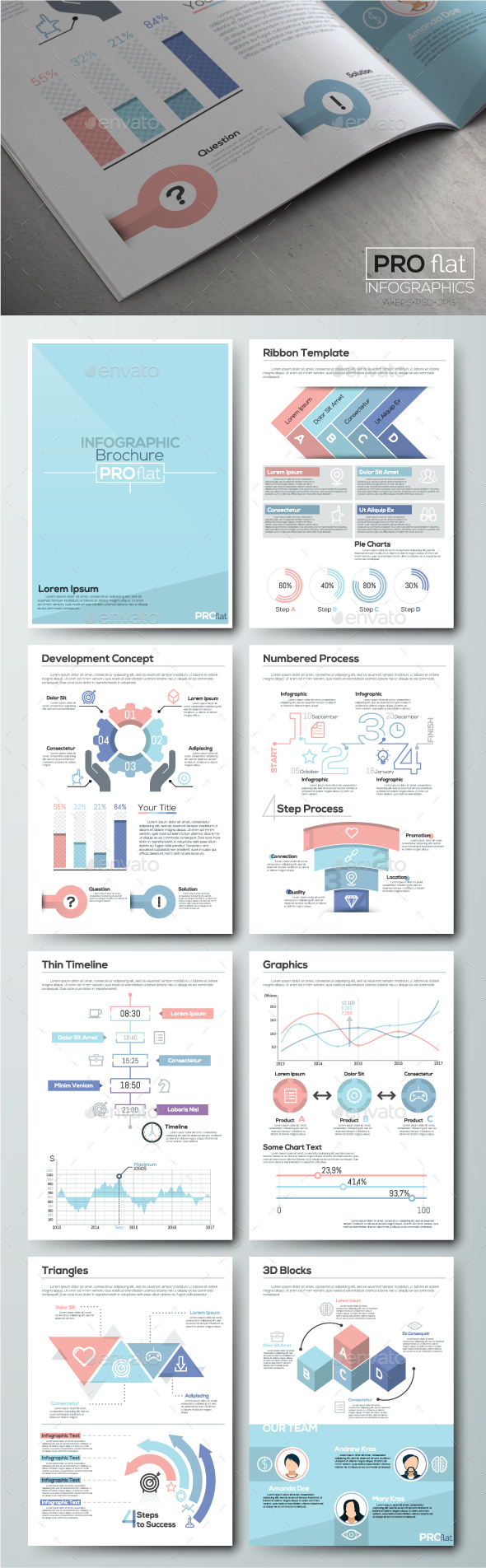 Pro Flat Infographic Brochure. Set 6 - Infographics