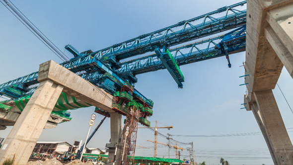 Express Way Construction Site with Traffic on Road