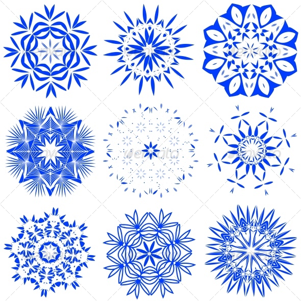 vector illustration of  the  snowflakes