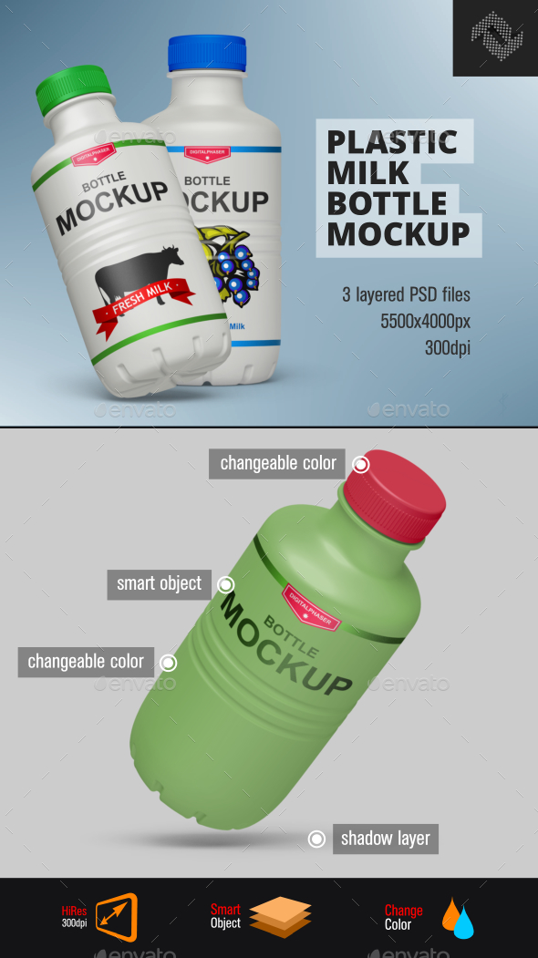 Download Plastic Milk Yogurt Bottle Mockup By Fusionhorn Graphicriver