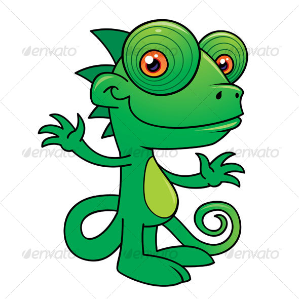 Happy Chameleon Cartoon