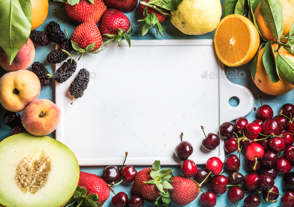 Healthy summer fruit background. Copy space - Stock Photo - Images