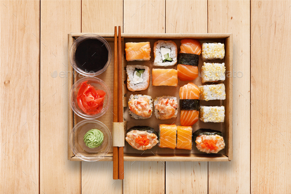 Japanese Sushi Set Boxes, Wood Food Container