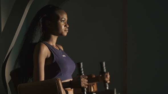 Young Gorgeous African American Woman Working Out  At The Gym
