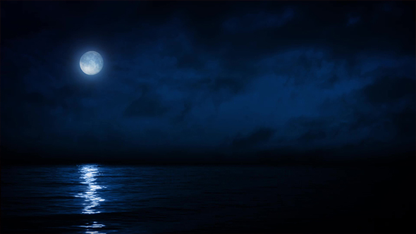 Full Moon Reflecting On Sea At Night alt
