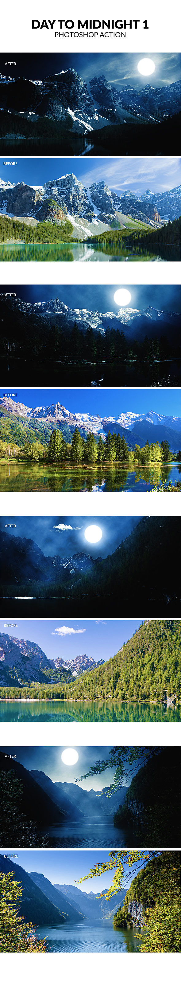 Day to Midnight Photoshop Action - Photo Effects Actions