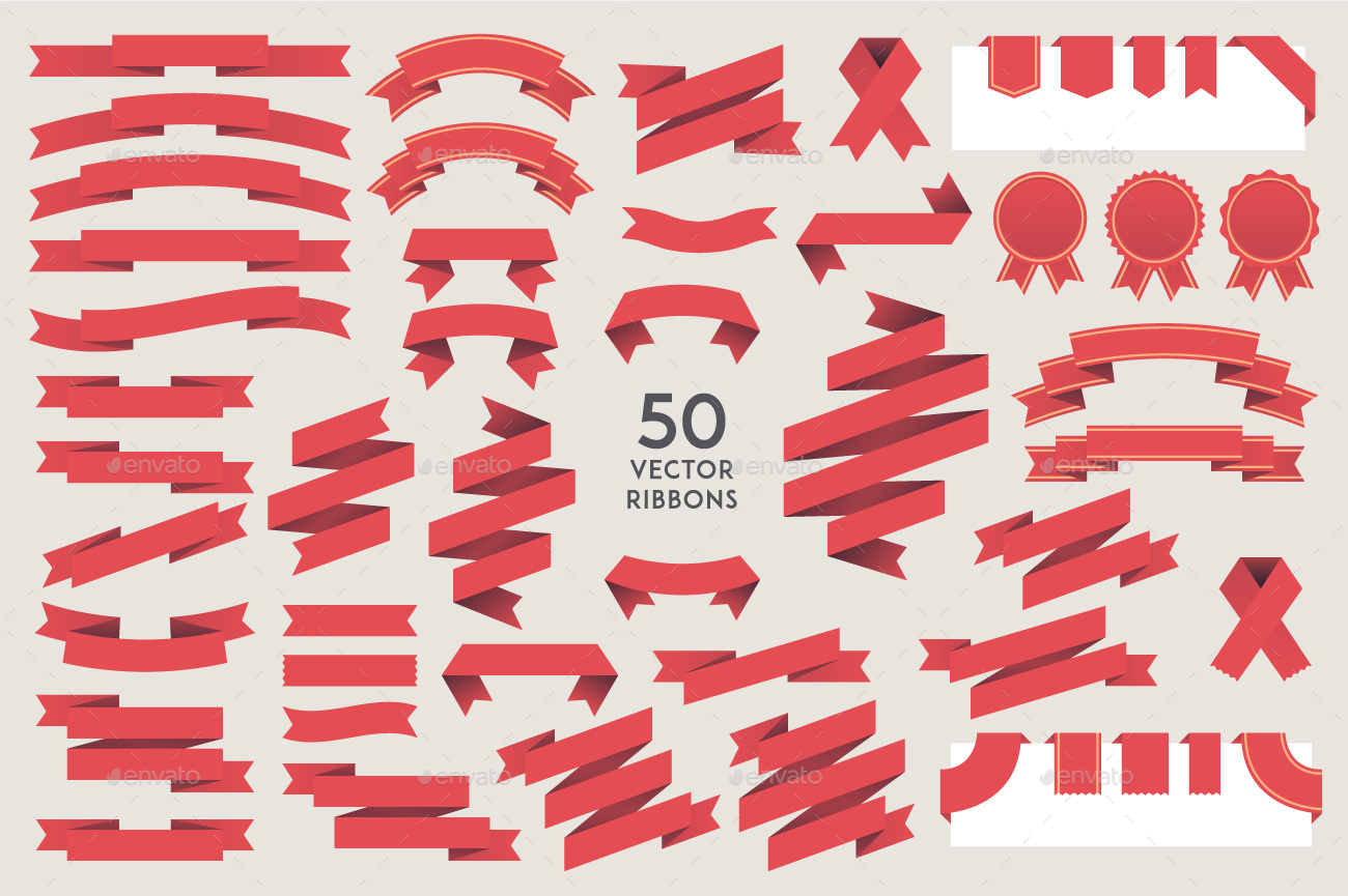 Set of 50 Vector Ribbons in Four Colors by Greeek | GraphicRiver