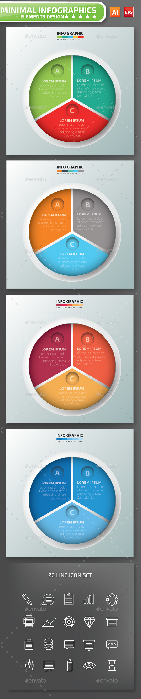 Minimal 3 Circle infographic Design