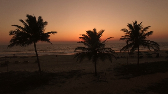 Orange Sunset On The Sea In India, GOA