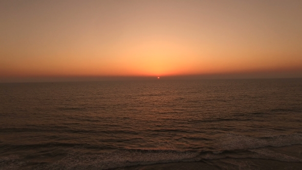 Orange Sunset on the Sea In India, GOA