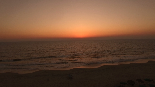 Orange Sunset On The Sea In India, GOA