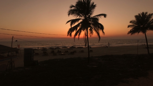 Orange Sunset on the Sea in India, GOA