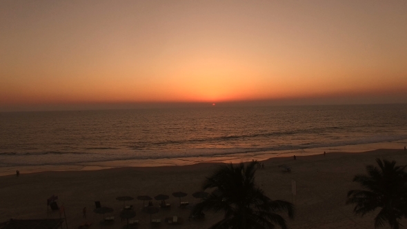 Orange Sunset on the Sea in India, GOA