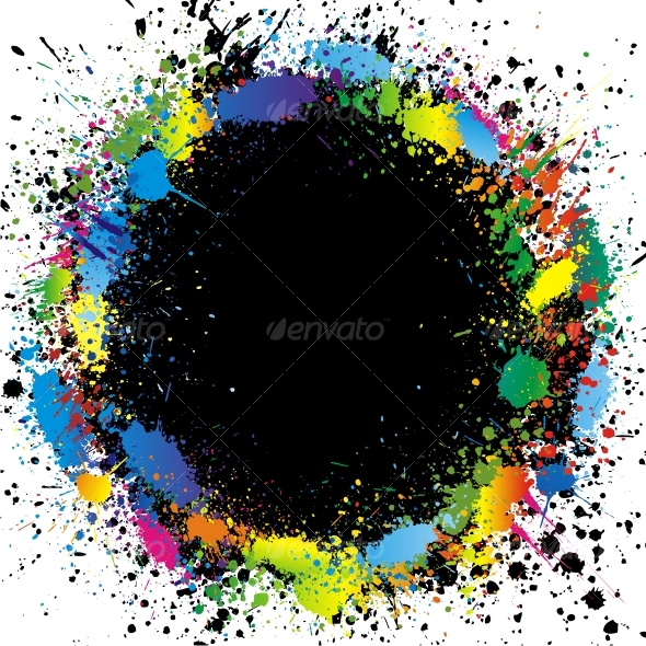 Color paint splashes border. Vector background - Backgrounds Decorative