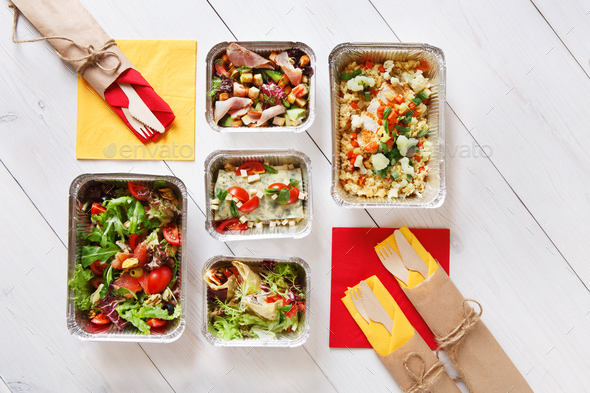 Flat lay, top view of organic food. Diet concept - Stock Photo - Images