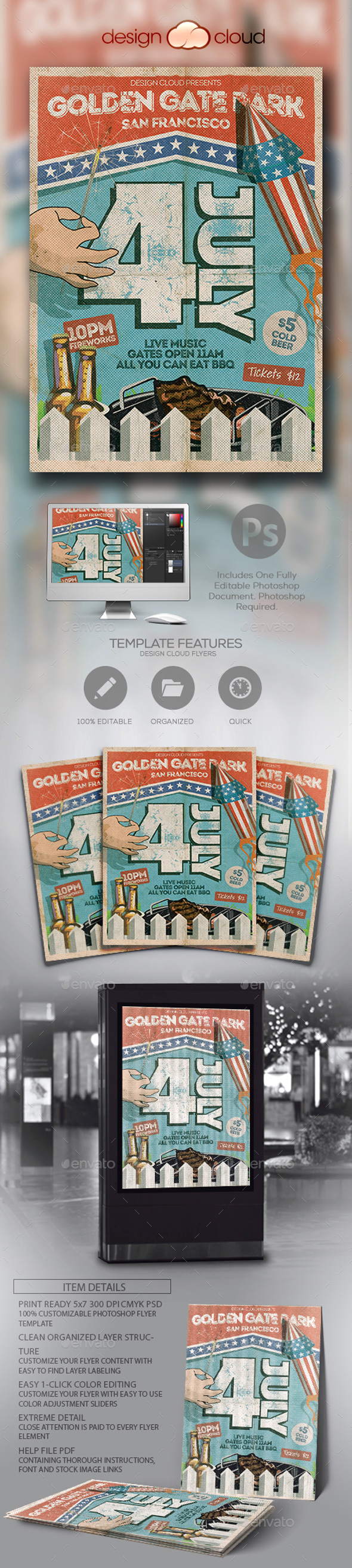 July 4 - Independence Day Event Flyer Template - Holidays Events
