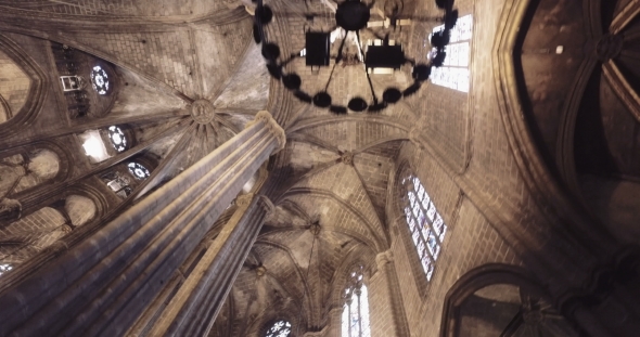 Roof, Luster And Columns Inside The Cathedral