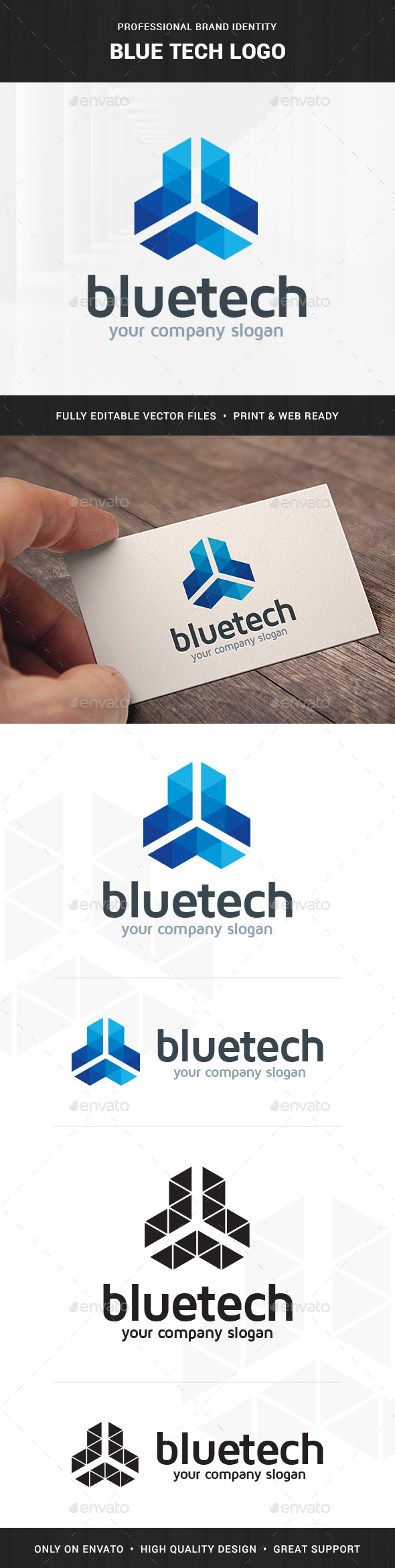 Blue Tech Logo Template - Abstract Logo Templates