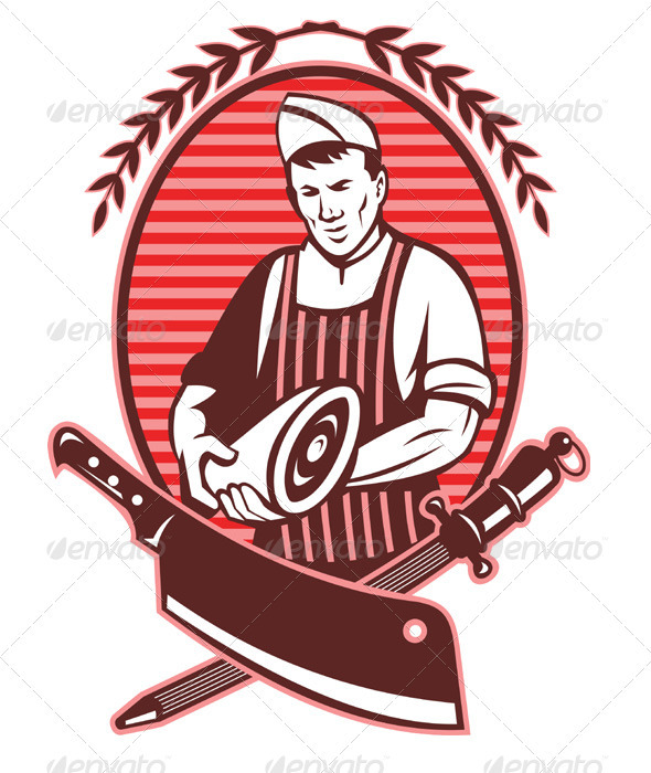 Butcher Knife Big Knife For Meat Vector Illustration Stock