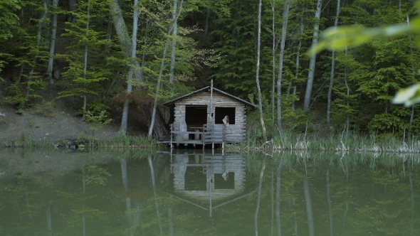 Young Woman In House On The Lake 