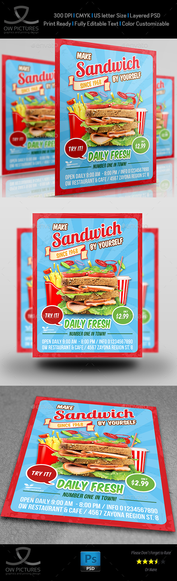 Sandwich Restaurant Flyer Template