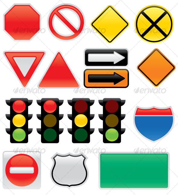 Map And Traffic Signs And Symbols - Travel Conceptual