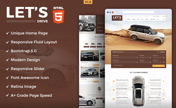 Super Let’s Drive - Amazing Car Rental & Sale HTML5 Template