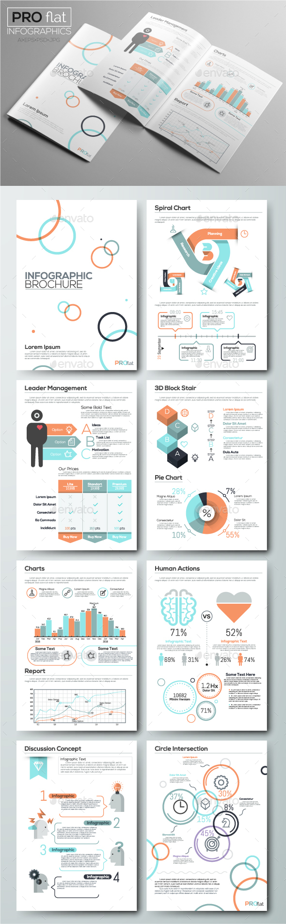 Pro Flat Infographic Brochure. Set 7 - Infographics