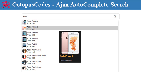 OctopusCodes - Ajax AutoComplete Search