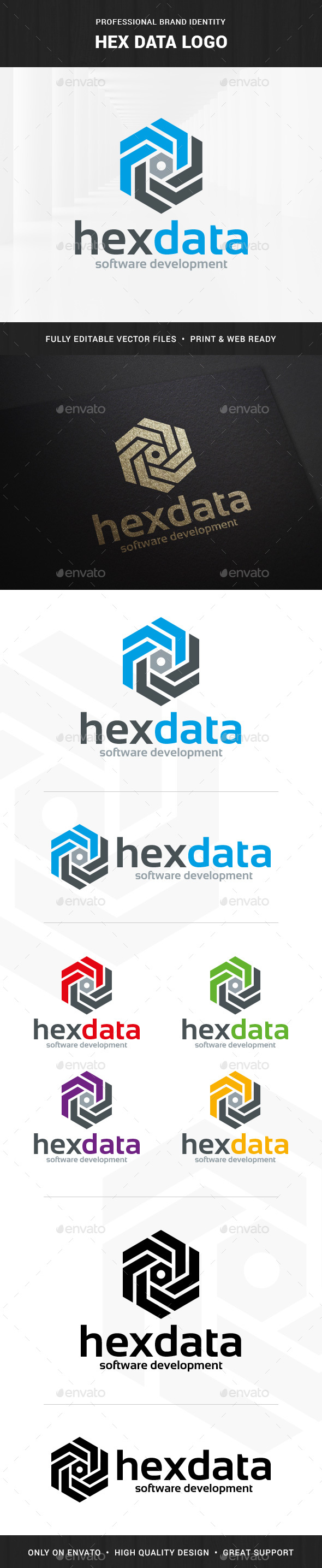 Hex Data Logo Template - Abstract Logo Templates