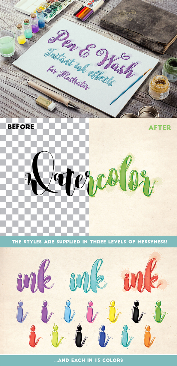 Pen and Wash: Instant Ink Effects for Illustrator - Styles Illustrator