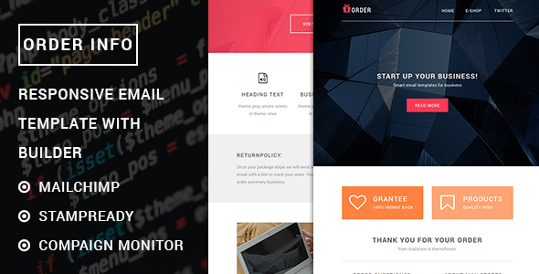 Order - Responsive Order info Email template with Stampready builder