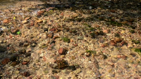 Small Pebble Stones  Underwater Of Flowing River Stream