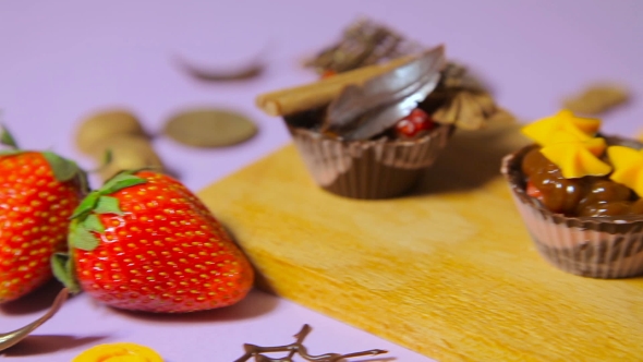 The Decoration Of Chocolate Tartlets