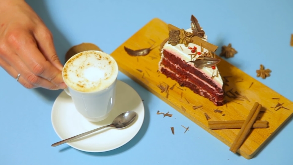 Cup Of Coffe With Cake