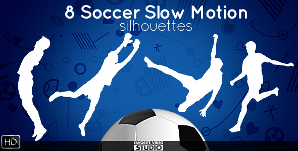 8 Soccer (Football) Silhouettes Slow Motion 