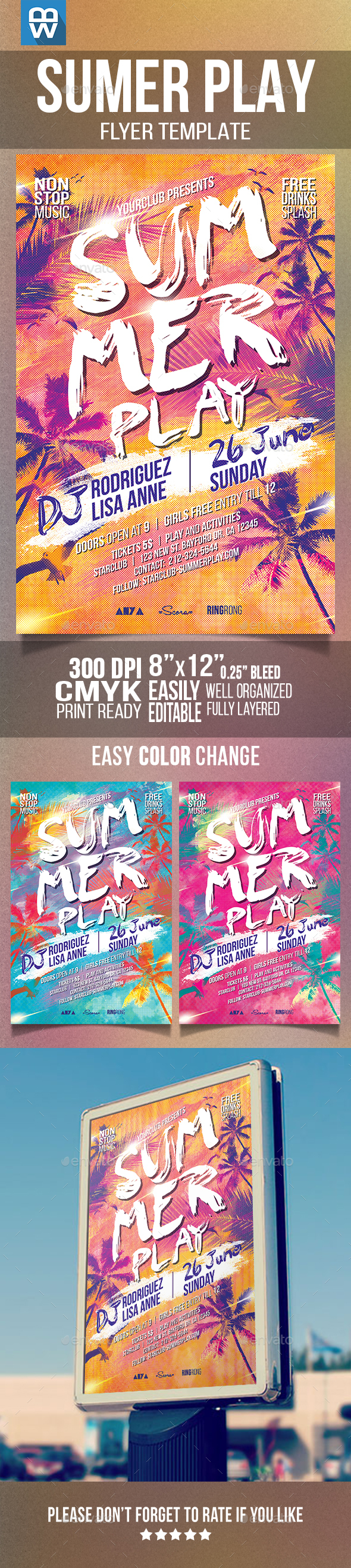 Summer Play Flyer Template