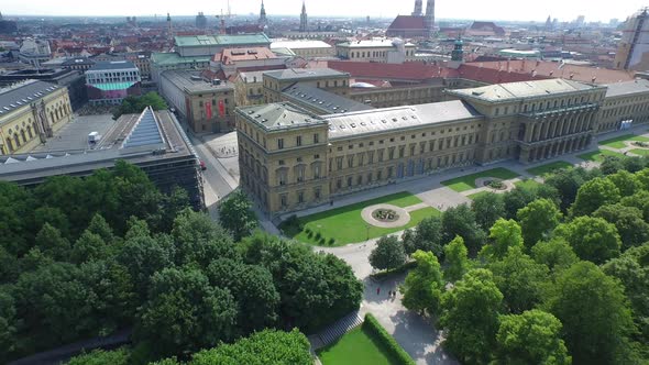 Aerial of Munich Residenz and Hofgarten