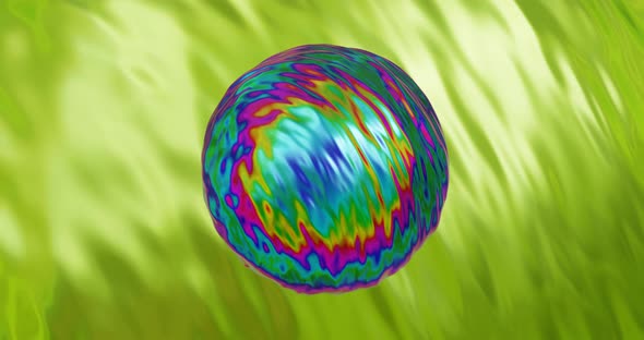 Colorful abstract shiny sphere spinning and deforming its shape, looped motion graphics