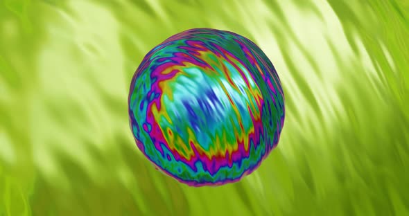 Colorful abstract shiny sphere spinning and deforming its shape, looped motion graphics alt