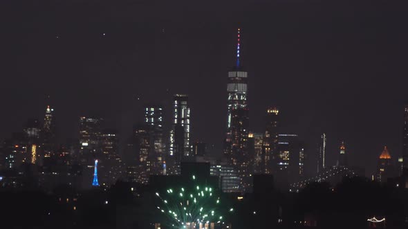 Firework Over the Sunset Background Manhattan Island in New York Independence Day alt