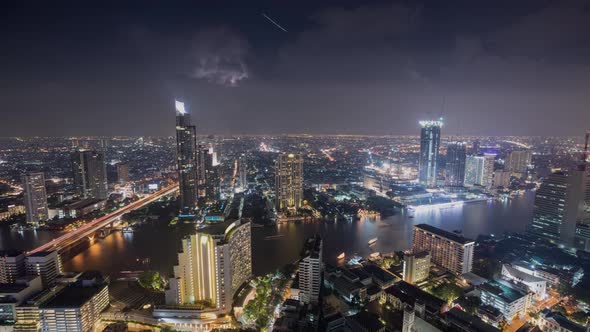 Bangkok Thailand Thunder Storm at Night Time Lapse alt