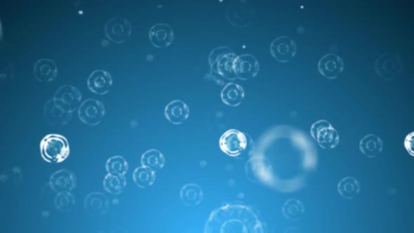 Bubbles rising up over Blue Background