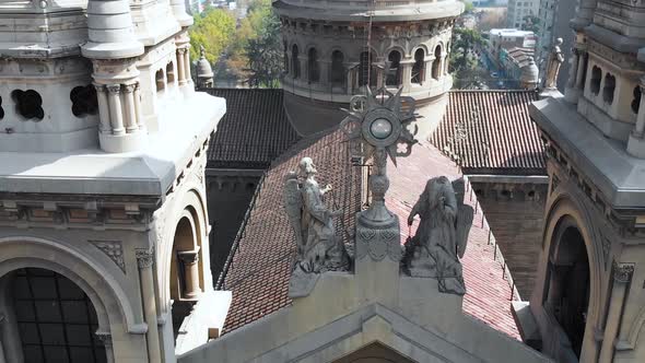 Cathedral, Basilica Sacramentinos, Catholic Church (Santiago, Chile) aerial view
