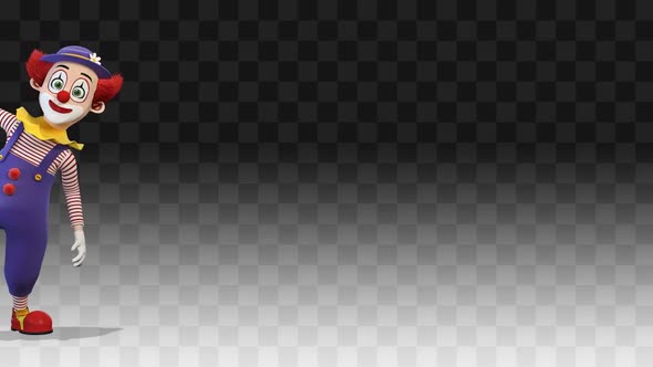 Clown Peeps Out From The Left Side Of The Screen alt