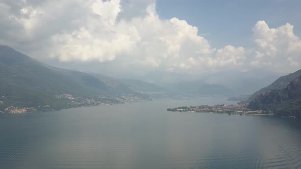 LAKE COMO, ITALY from the drone and the Italian Alps in background